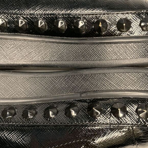 Prada Sport Black Saffiano Leather Spiked Studded Slip On Shoes EU 36.5 Loafer - Picture 5 of 11